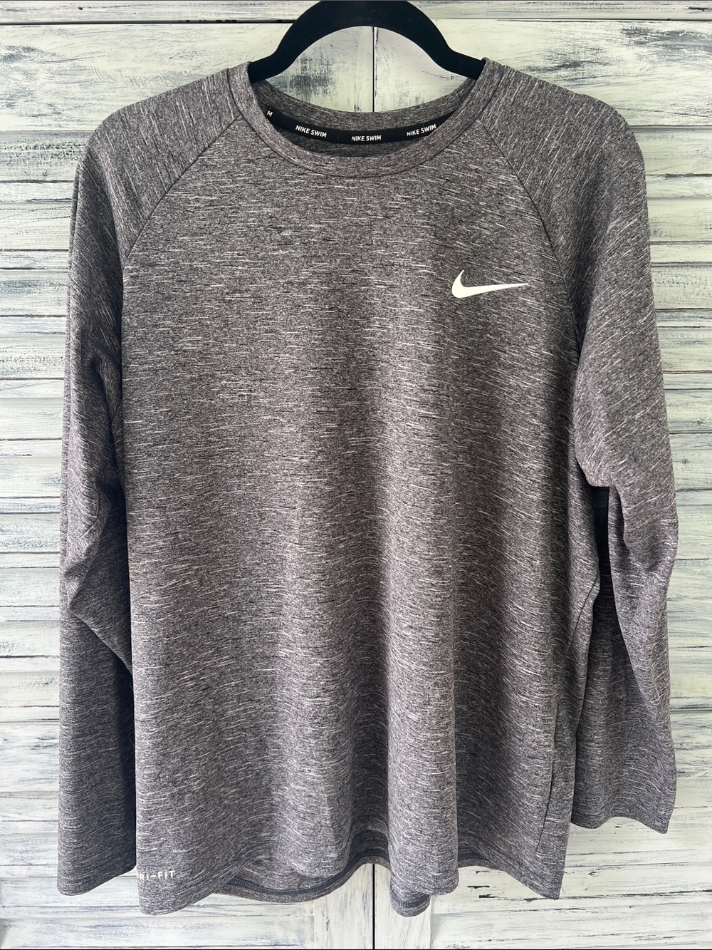 Nike Gray Heather Long-Sleeve Dri-FIT Swim Shirt UPF 40+ Size XL